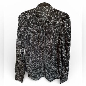 LULU’S On The Spot Black Polka Dot Button Up Top Size Small